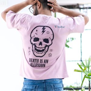 Lilac"Death Is An Illusion" Oversized Cotton T-Shirt