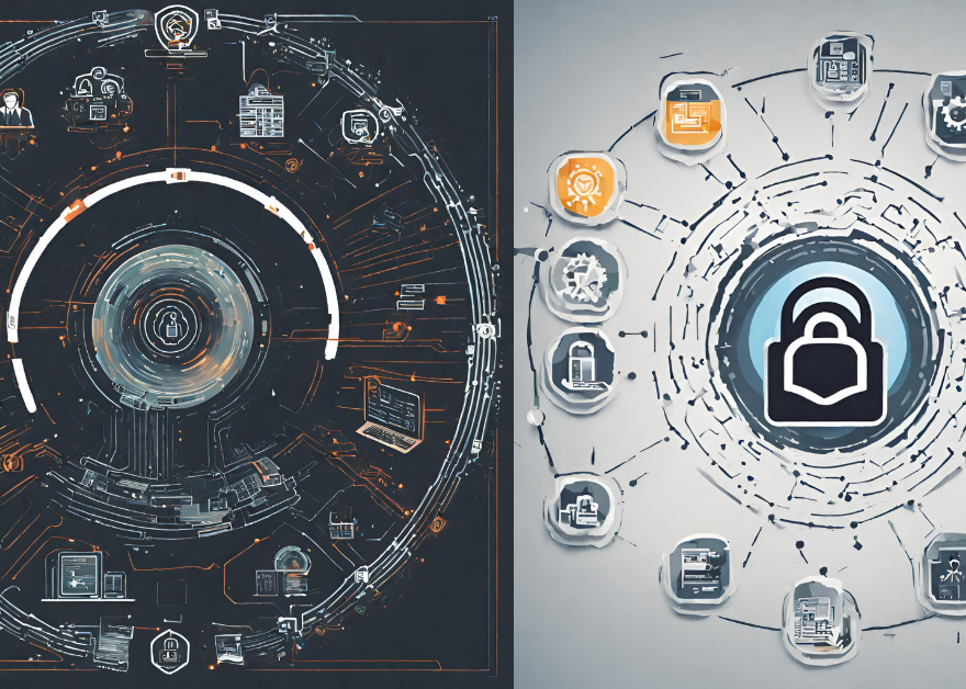 Image depicting a shield surrounded by digital locks and keys, symbolizing cybersecurity resilience and defense.