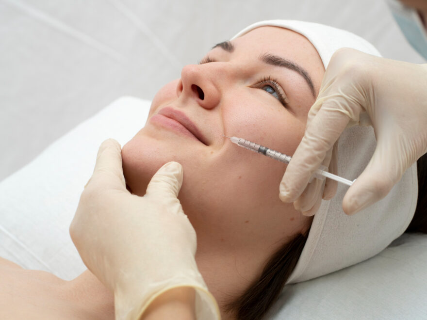 A lady while treatment with Botox injections in NYC